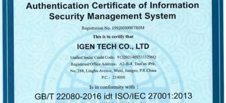IGEN-Tech is geslaagd voor ISO 27001:2013